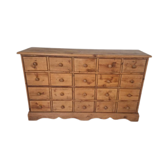 Vintage Grenen Apothekers Kastje 20 Laden 1
