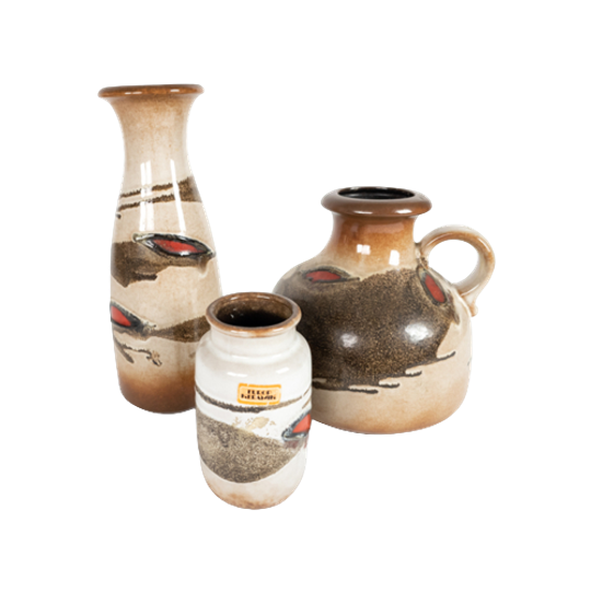 Scheurich Keramik West Germany - 3 Vazen - Model 293-30/493-21/231-15 - Fat Lava - 70'S 1