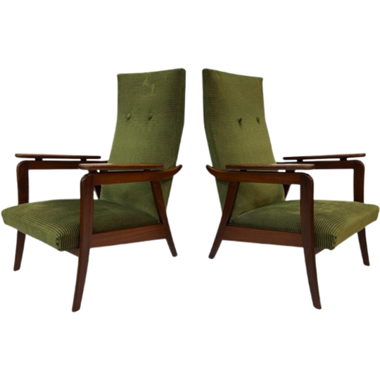 Vintage Fauteuil Set Van Twee Teakhouten Fauteuils Jaren 60 1