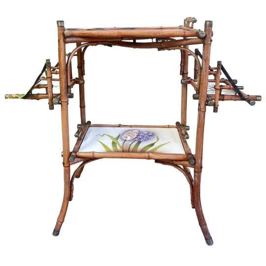 Jaren 60 Etagere Plantentafel Bamboe En Keramiek 1