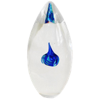 Vintage Presse Papier Glas Transparant Blauw thumbnail 1