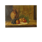 Stilleven Fruit Met Een Kruik Olieverf Op Doek Schilderij Gesigneerd thumbnail 1