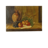 Stilleven Fruit Met Een Kruik Olieverf Op Doek Schilderij Gesigneerd