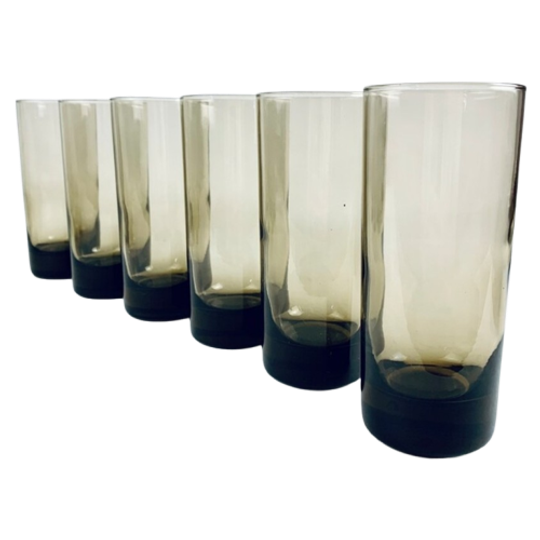 Set 6 Vintage Luminarc Cilinder Glazen Rookglas Limonadeglaz 1