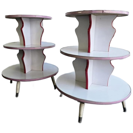 Vintage Ronde Etagere / Winkelrek / Vitrine 1