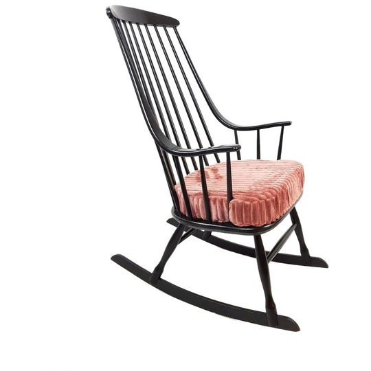 Vintage Zwarte Schommelstoel Lena Larsson Nesto Roze 1