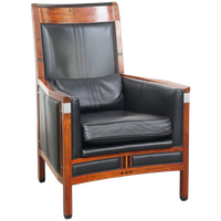 Schuitema Art Deco Design Fauteuil Uit De Decoforma Serie Met Zwart Leer En Hoge Rug