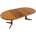 Vintage Deense Ronde Uitschuifbare Eettafel Tafel Massief Teak thumbnail 1