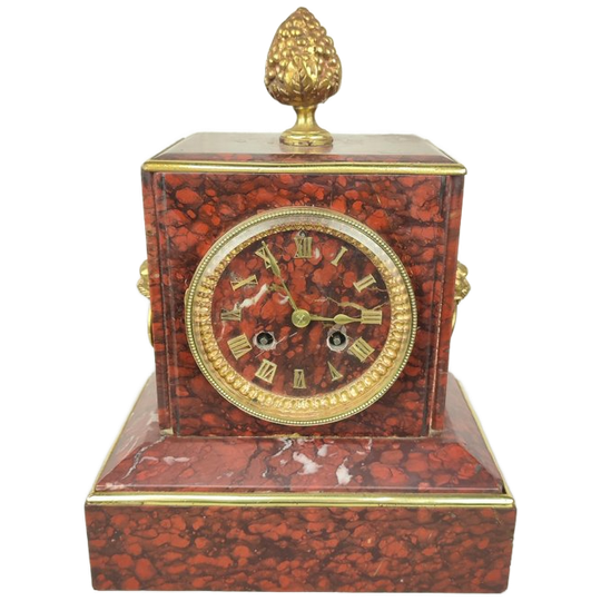 Antieke Rood Marmeren Klok 1