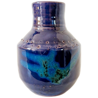 Vintage Keramiek Vaasje Blauwe Vaas Lava Glazuur