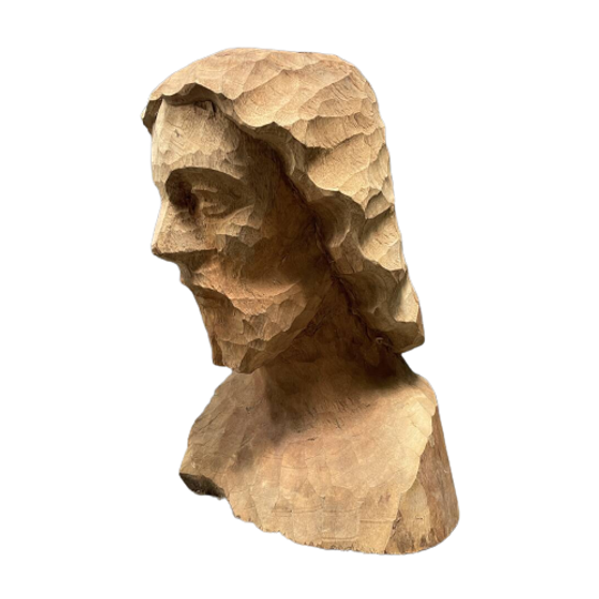 Uit Hout Gesneden Hoofd Of Buste Van Een Man Met Baard 1