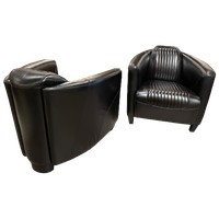 Showroommodel: 2X Stoere Industriële Tubchairs / Fauteuils Aviator In Hand Gepatineerd Zwart Run