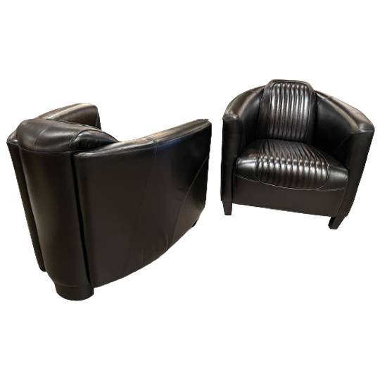 Showroommodel: 2x Stoere Industriële Tubchairs / Fauteuils Aviator In Hand Gepatineerd Zwart Run 1