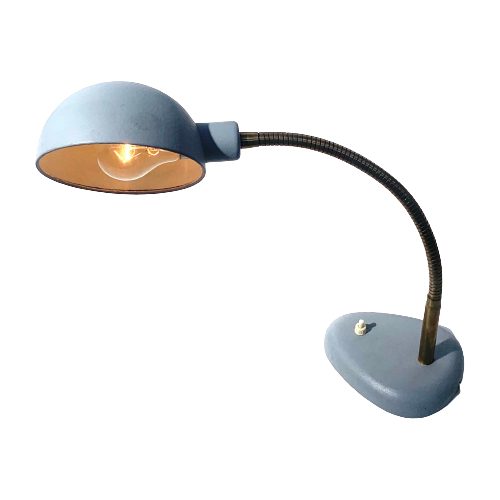 Desk Lamps - Blue/Gray - Brass, Bendable Neck