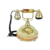 Vintage Onyx Marmeren Draaischijf Telefoon 18 Karaat Goud Italië