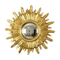 Gouden Sunburst Spiegel Zonnespiegel Hout Convex Heksenspiegel Sixties