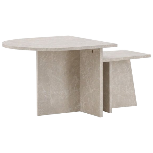 Eves Salontafel Set - 60 X 60 Cm - Beige Marmerlook 1