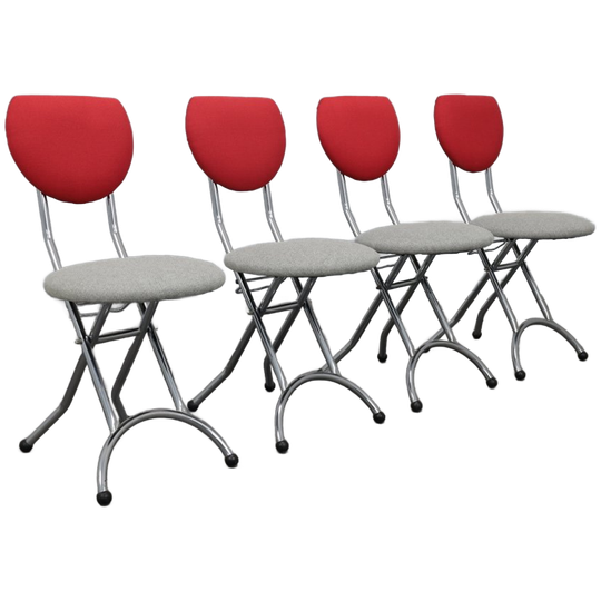 Set Of 4 Postmodern Folding Chairs In Chrome And Wool, Italy, 1990s 1
