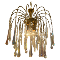 Murano Opaline Geoliede Kroonluchter Hanglamp Vintage