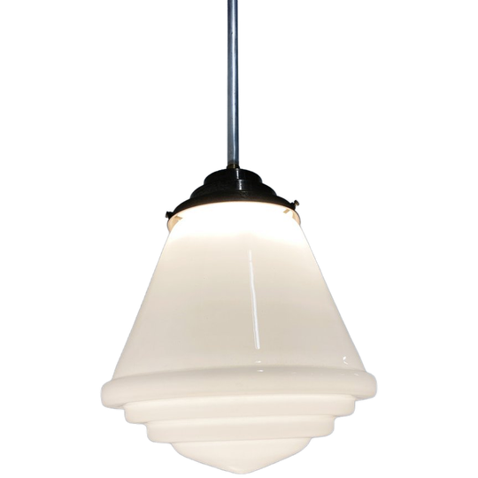 Antique Conical Opaline Pendant Lights 1930s 1