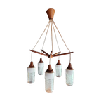 Plafondlamp Teakhout En Melkglas thumbnail 1