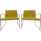 2 Design Stoelen Van Top Ontwerper 'Andreu World' Chrome Met Okergeel. thumbnail 1