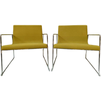 2 Design Stoelen Van Top Ontwerper 'Andreu World' Chrome Met Okergeel.