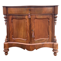 Antiek Mahonie Biedermeier Kastje Met 2 Deuren En Lade, 98 Cm Hoog