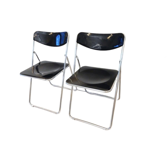 Vintage Klapstoel IKEA Chroom Zwart Niels Gammelgaard 1