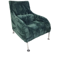 Vintage Design Fauteuil Groene Rib Diepe Zit Nieuwe Stof