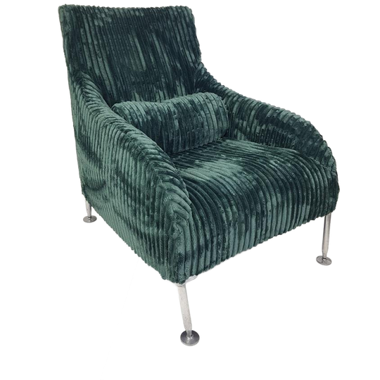 Vintage Design Fauteuil Groene Rib Diepe Zit Nieuwe Stof 1