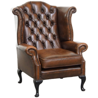 In Nette Staat Verkerende Klassieke Cognac Bruine Rundleren Chesterfield Oorfauteuil