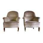 Set Van 2 Vintage Ecru Eenzitten / Fauteuils / Clubzetels thumbnail 1