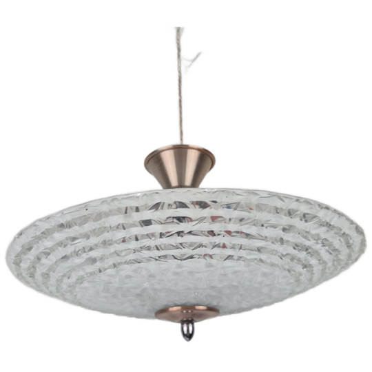 Plafondlamp 'omgekeerde Paraplu'. Vintage Glazen Lamp. 1