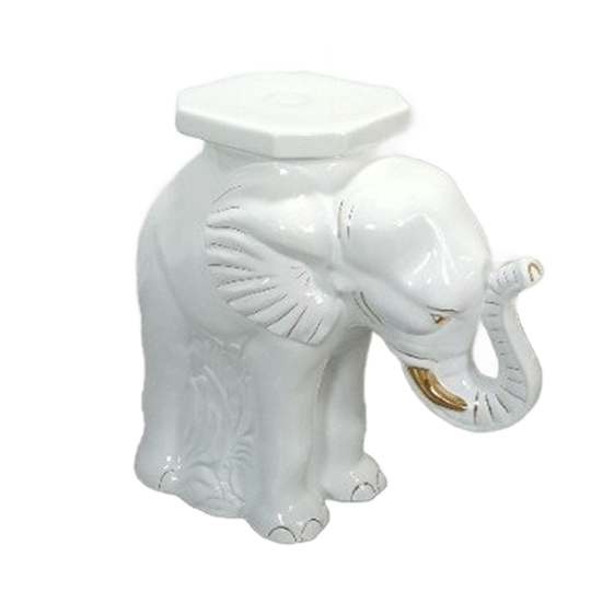 Porseleinen Grote Wit Met Goud Olifant Plantentafel Vintage 1