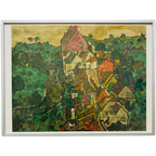 Egon Schiele Art-Print Van Schilderij Landscape At Krumau thumbnail 1