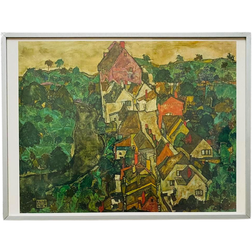 Egon Schiele Art-Print Van Schilderij Landscape At Krumau