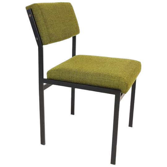 Pastoe Stoel - Vintage Design Groene Ploeg Stof Metaal Zwart 1