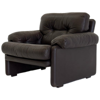 Vintage B&B Italia Fauteuil Coronado In Donkerbruin Leer