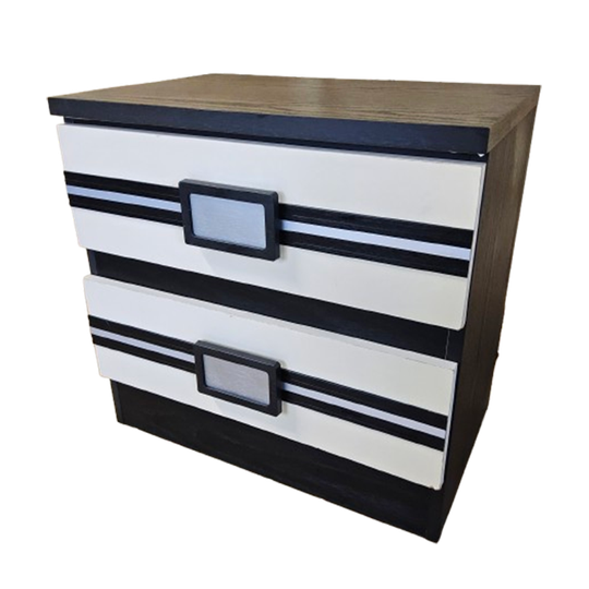 Set Vintage (jaren 80) Nachtkastjes Zwart / Wit Retro Manta / 2 Vintage Nightstands (80s) 1