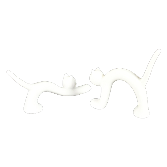 Vintage - Naaman Porseleinfabriek - Israël - Wit - Gegoten Porselein - Stretching Cats (2) - Scul 1