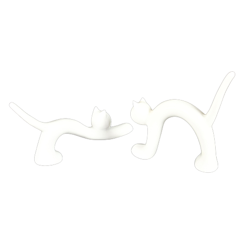 Vintage - Naaman Porseleinfabriek - Israël - Wit - Gegoten Porselein - Stretching Cats (2) - Scul