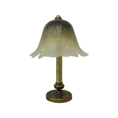 Peil & Putzler Glass Table Lamp With Brass Base , 1970S