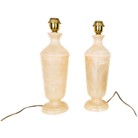 Hollywood Regency Alabaster Lampen Marmer Roze