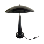 Mushroom Lamp, Zwart Met Chroom Tafellamp, Metaal En Hout . Midcentury Mushroom Tafellamp thumbnail 1