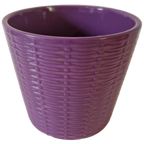 Retro Paarse Bloempot Mand Structuur Kamerplant Pot thumbnail 1
