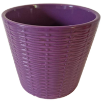 Retro Paarse Bloempot Mand Structuur Kamerplant Pot