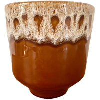 Bloempot Keramiek West Germany Stijl Bruin Wit