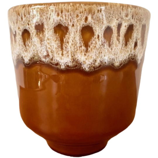 Bloempot Keramiek West Germany Stijl Bruin Wit 1