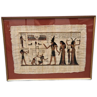 Vintage Ingelijste Papyrus Tekening Egypte Schilderij